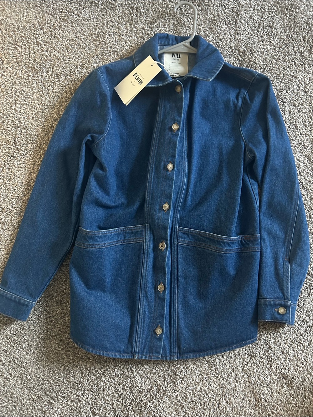 Sezane Will Blue Denim Jacket Womens